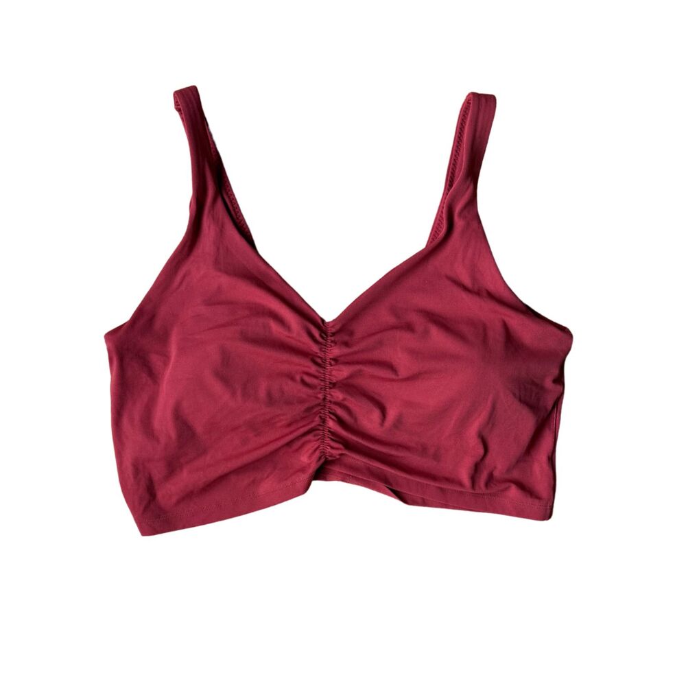Aerie Red Real Me Low Key Ruched Longline Sports Bra Size XXL